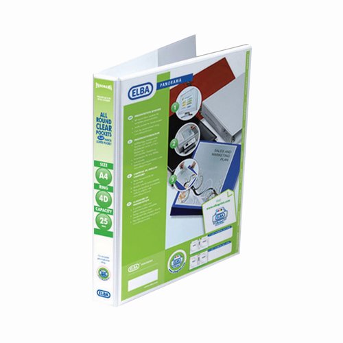Elba Panorama Presentation Ring Binder 4-Ring A4 25mm White 400008416