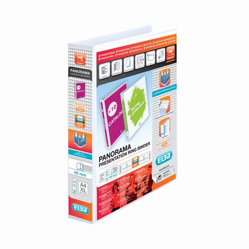 Elba Panorama Presentation Ring Binder 2-Ring A4 40mm White 400008505