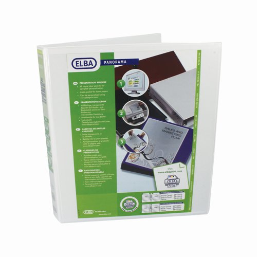 Elba Panorama Presentation Ring Binder 2-Ring A4 25mm White 400008413