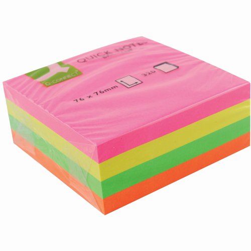 Value Repositionable Notes Cube 75x75mm Neon