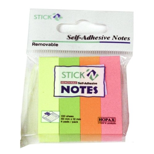 Removable Paper Index Flags 12mm Neon Colours (Pack 4x25)