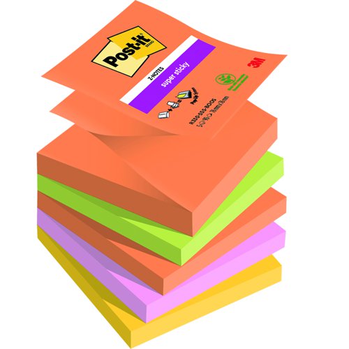 3M Post-it Super Sticky Z-Notes 76x76mm Boost Colours (Pack 5) R330-5SS-BOOS