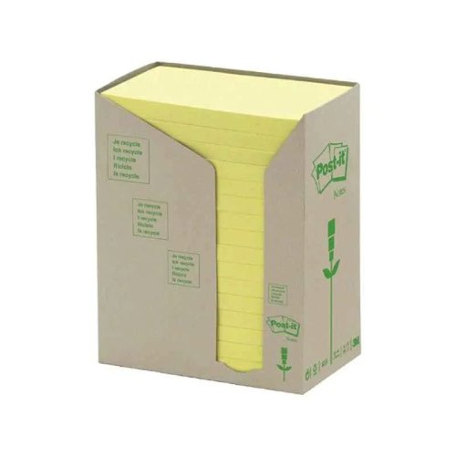 3M Post-it Notes Recycled Tower 76x127mm Canary Yellow (Pack 16) 655-1T