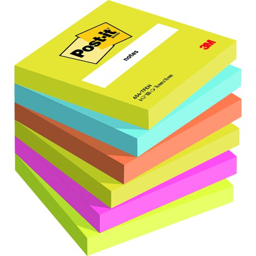 3M Post-it Notes 76x76mm Energetic Colours (Pack 3x6) 654-TFEN