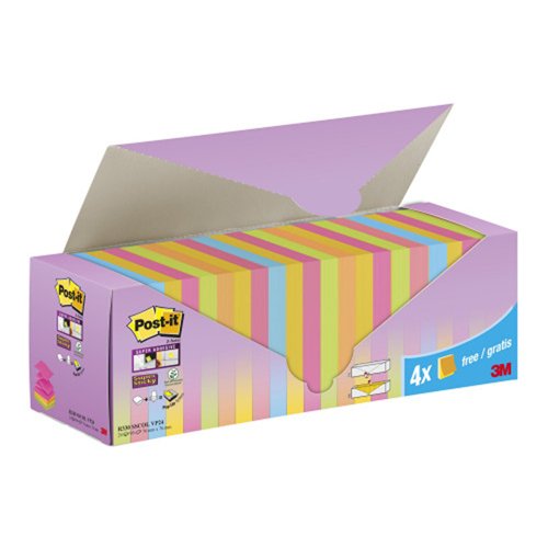 3M Post-it Super Sticky Z-Notes 76x76mm Assorted Colour Cabinet (Pack 24) & Dispenser 7100236587