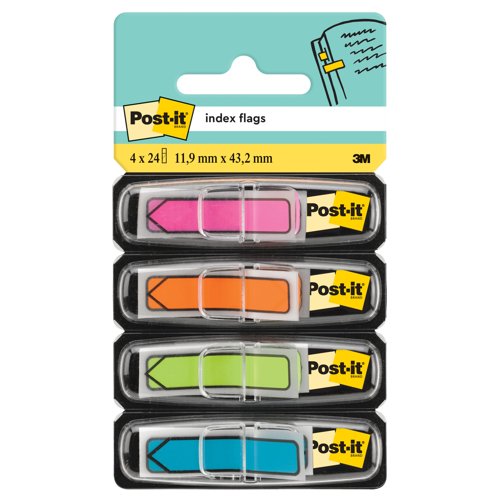 3M Post-it Index Arrows 12mm Refill Bright Pink/Blue/Yellow/Green 684ARR4