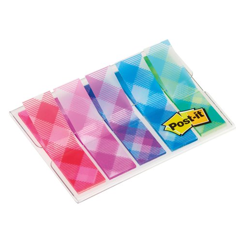 3M Post-it Small Index Flags 12mm Printed Collection Plaid (Pack 5x20)