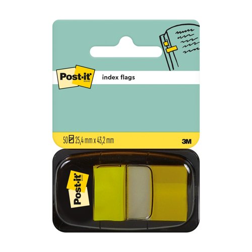3M Post-it Index Flags Medium 25mm Yellow (Pack 50) 680-5