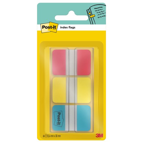 3M Post-it Strong Index Tabs 25mm Red/Yellow/Blue (Pack 66) 686-RYB