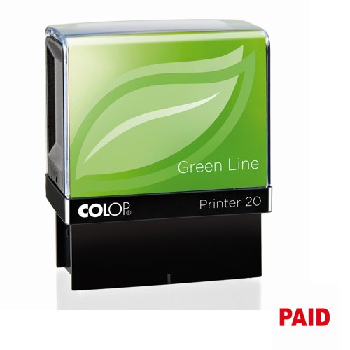 COLOP Printer 20 Green Line Word Stamp 35x12mm PAID Red 148232