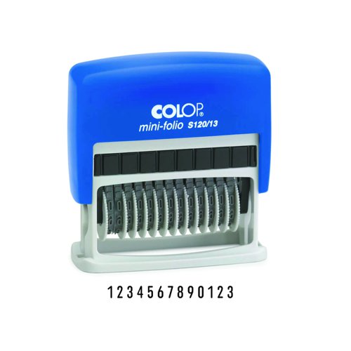 COLOP S120/13 Self-Inking Mini Numbering Stamp 4mm 13 Bands Blue/Black 105091