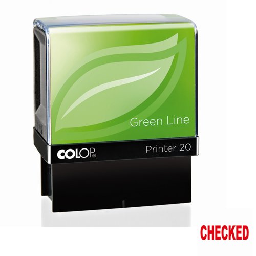 COLOP Printer 20 Green Line Word Stamp 35x12mm CHECKED Red 148221