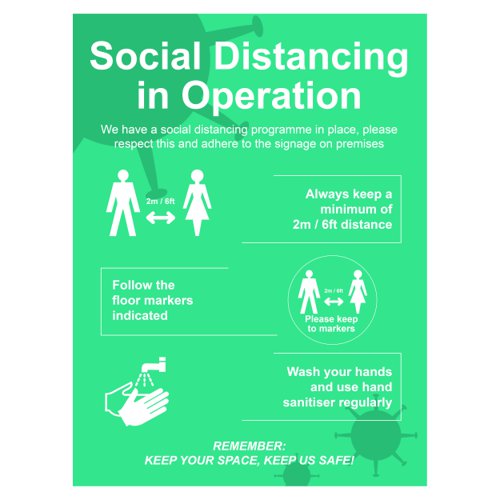 Spectrum Social Distancing In Operation Sign Rigid PVC 600x800mm STP130