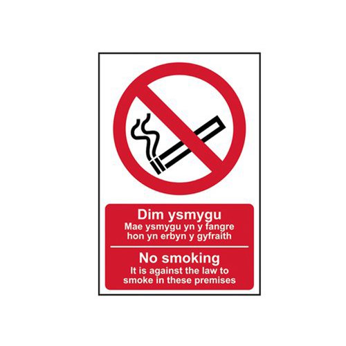 Scan No Smoking Sign English/Welsh PVC 200x300mm 0578