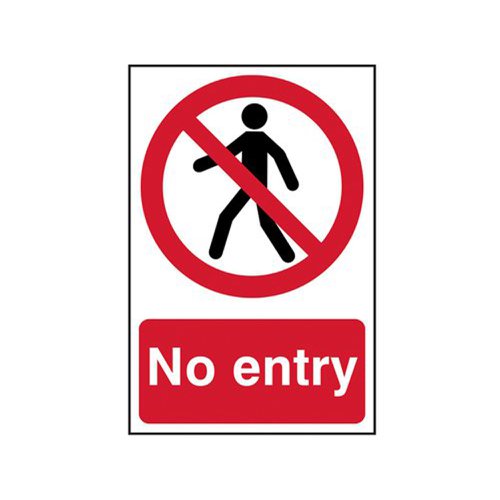 Scan No Entry Sign PVC 200x300mm 0600