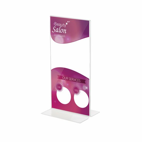 Announce Stand Up Sign Holder 1/3 A4 Portrait Clear