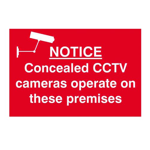Concealed CCTV Cameras Operate Sign 300x200mm Self Adhesive PVC 1607