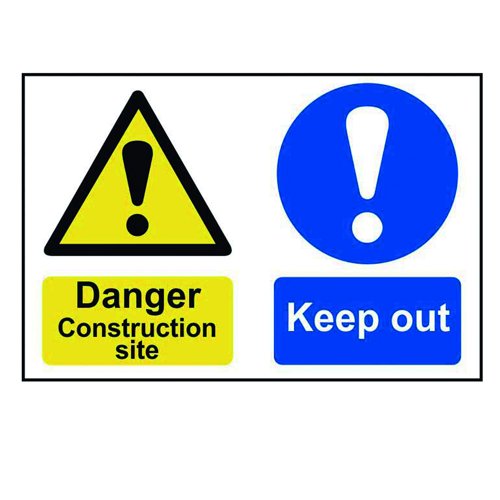 Danger Construction Site Sign 600x400mm Self Adhesive PVC 4005