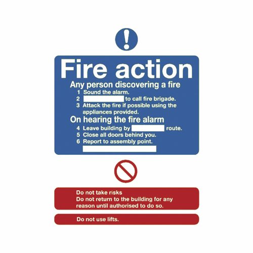 Photoluminescent Fire Action Notice 300x350mm SAV