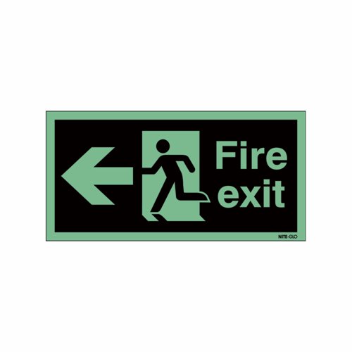 Photoluminescent Fire Exit Arrow Left Sign 450x150mm SAV
