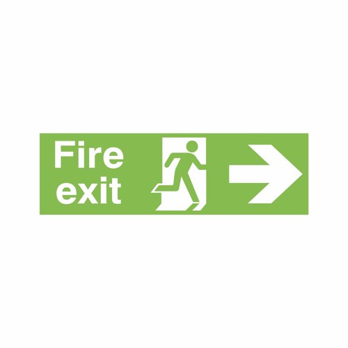 Photoluminescent Fire Exit Arrow Right Sign 450x150mm PVC