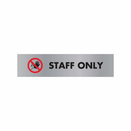 Stewart Superior Brushed Aluminium Acrylic Sign Staff Only 190x45mm BAC110