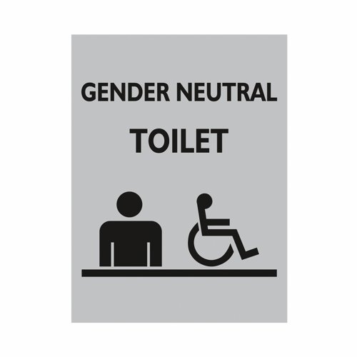 Stewart Superior Brushed Aluminium Acrylic Sign Gender Neutral Toilet 150x200mm