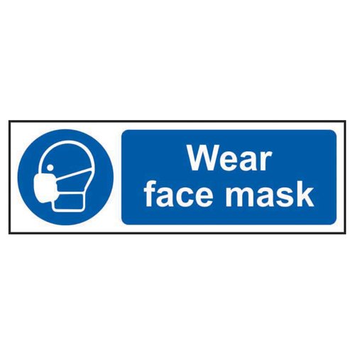 Wear Face Mask Sign 300x100mm Self Adhesive Vinyl 11388