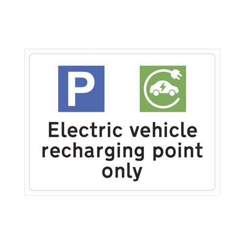 EV Recharging Point Only Sign 400x300mm Rigid PVC 14980