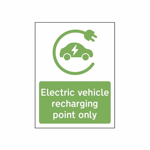 EV Recharging Point Only Sign 300x400mm Rigid PVC 14985