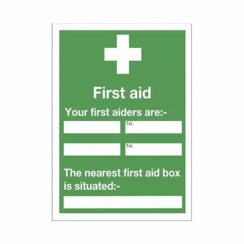 Your First Aiders Sign 400x600mm Self-Adhesive