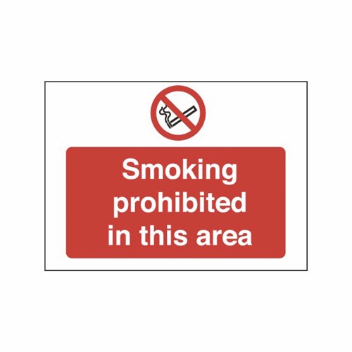 Smoking Prohibited in This Area Sign 600x450mm PVC
