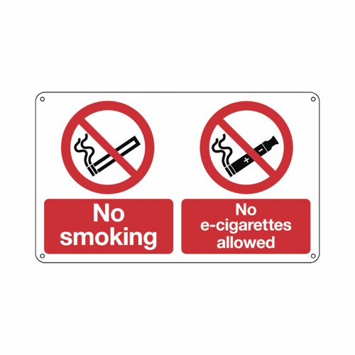 No Smoking and No E-Cigarettes Sign 250x100mm Self-Adhesive