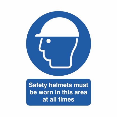 Safety Helmets Must Be Worn Sign A4 PVC