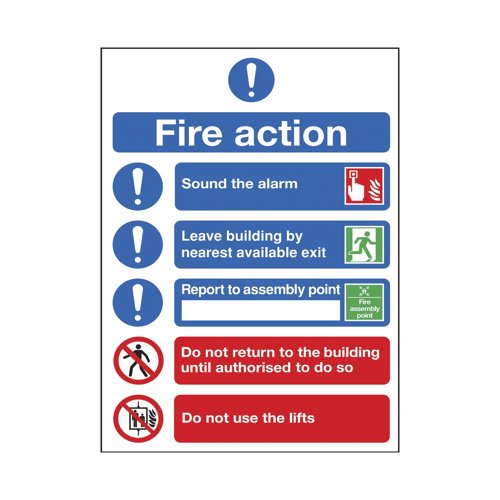 Fire Action Notice Symbols A4 Self-Adhesive