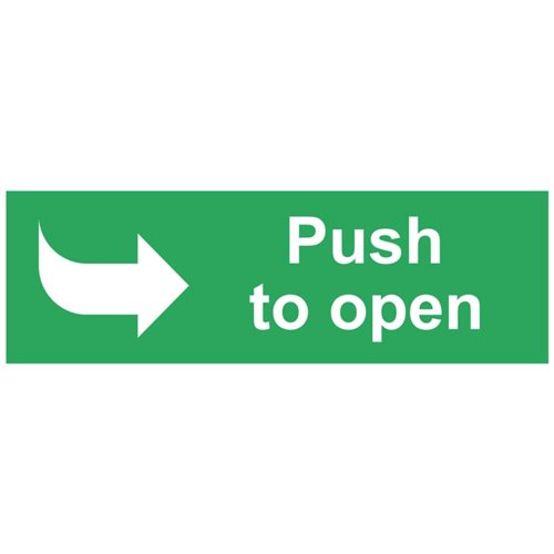 Fire Exit Push Bar To Open Sign 450x150mm Self-Adhesive