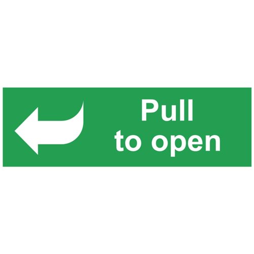 Fire Exit Pull to Open Sign 450x150mm PVC