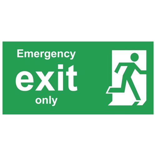 Emergency Exit Only Sign 300x150mm PVC