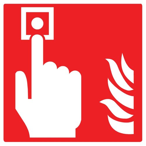 Fire Alarm Symbol Sign 100x100mm Self-Adhesive
