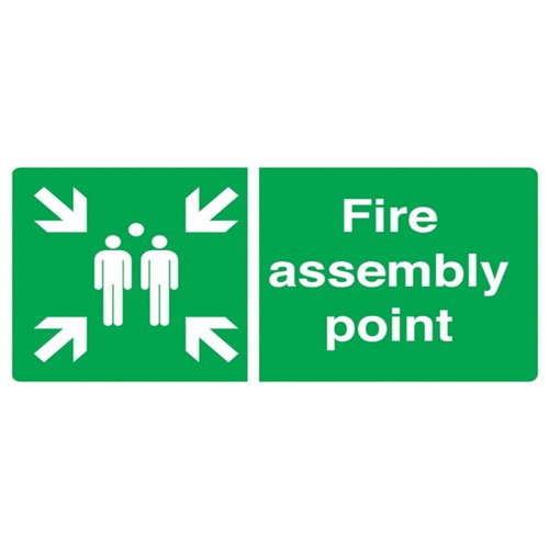 Fire Assembly Point Sign 590x420mm Self-Adhesive