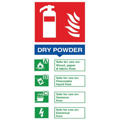 Fire Extinguisher Sign Dry Powder 100x210mm Self-Adhesive
