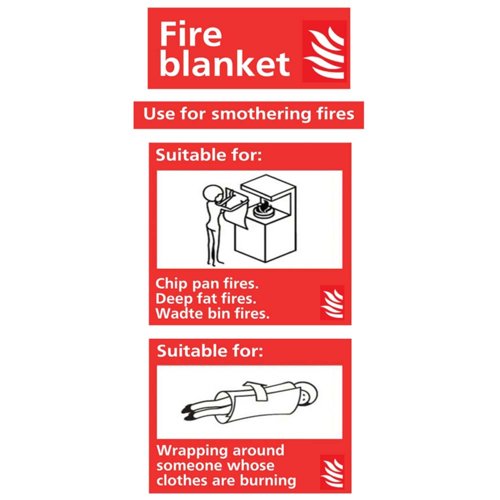 Fire Extinguisher Sign Fire Blanket 100x210mm Self-Adhesive