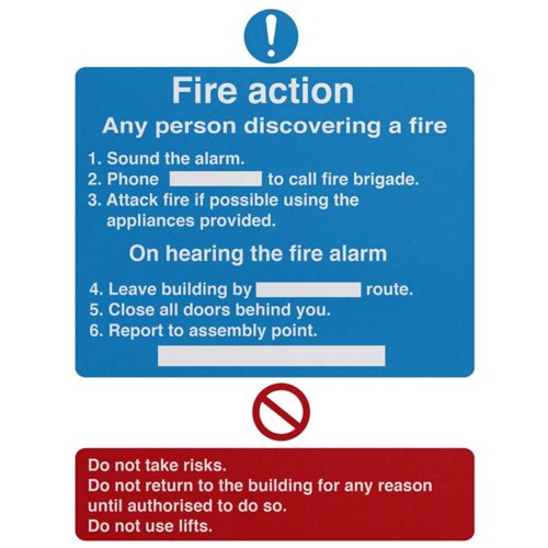 Fire Action Sign 150x200mm PVC