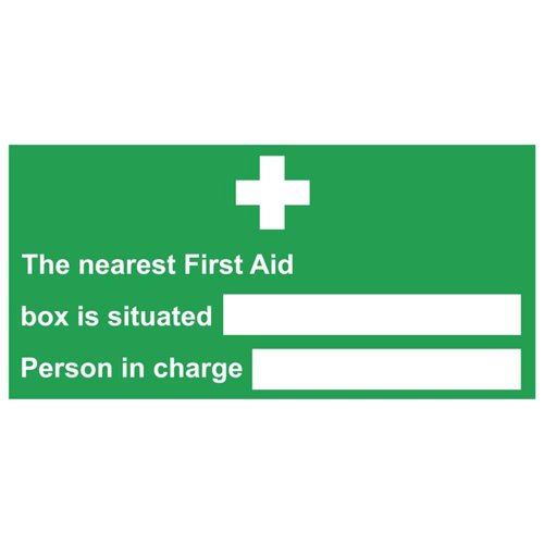 First Aider/Nearest First Aid Sign 300x150mm Self-Adhesive