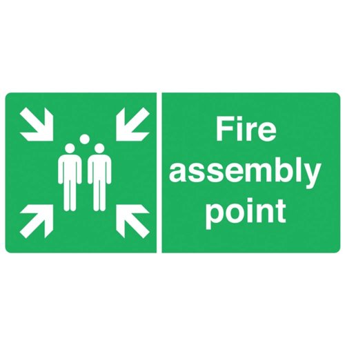 Fire Assembly Point Sign 300x150mm Self-Adhesive