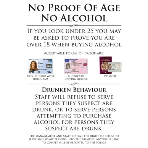 Aluminium Look No Proof Of Age Sign A4
