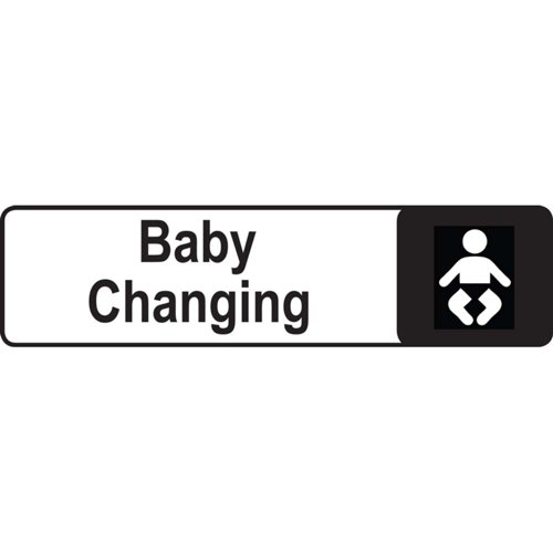 Aluminium Look Baby Changing Room Sign 175x45mm