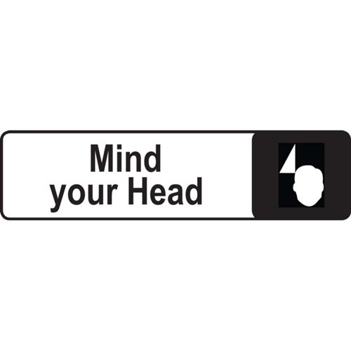 Aluminium Look Mind Your Head Sign 175x45mm