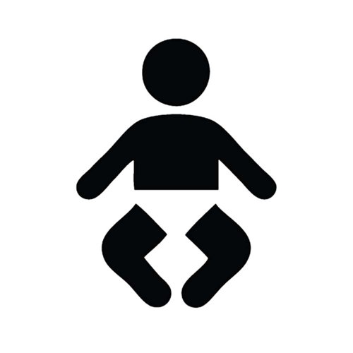 Aluminium Look Baby Changing Room Sign 100mm Diameter