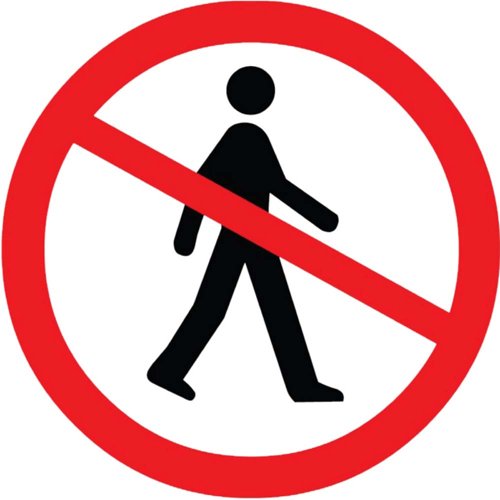 Aluminium Look No Entry Man Walking Sign 100mm Diameter